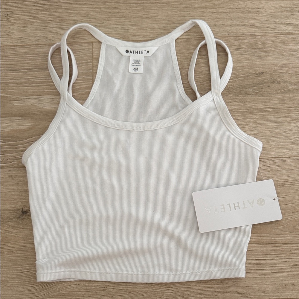 Athleta Ivory Ribbed Crop Top